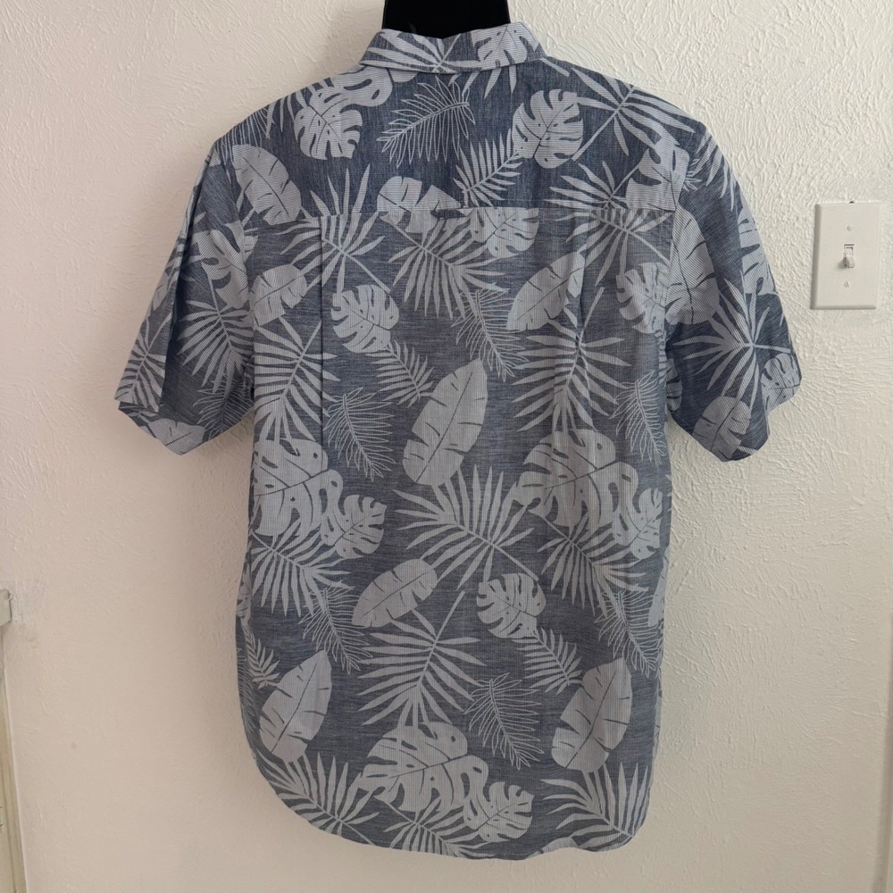 Club Room Mens Blue Tropical Palm Leaf Print Short Sleeve Button Down Shirt L - Picture 3 of 7